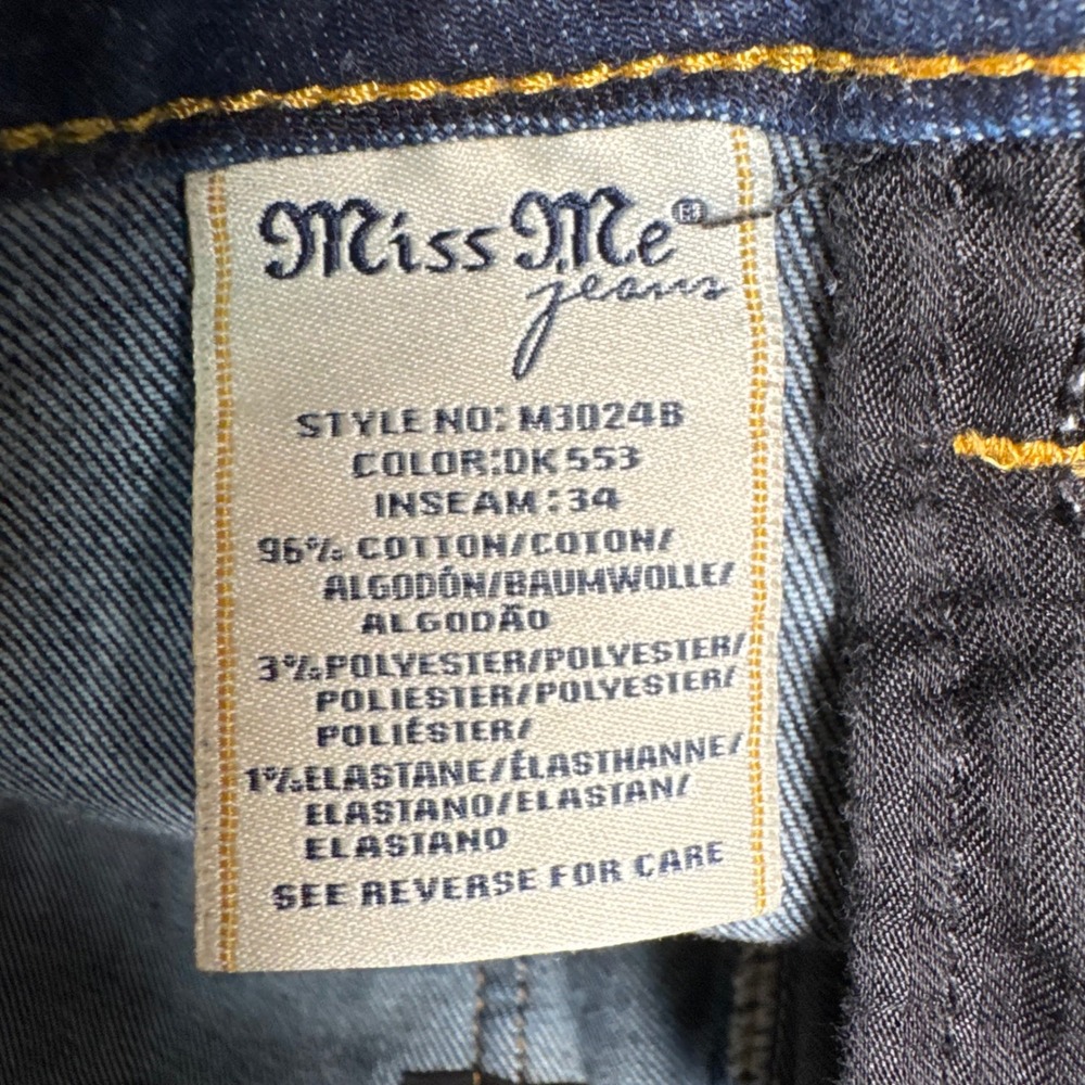Miss Me Bootcut Jeans‎ Women's 30x34 Dark Wash Y2K Cowboycore Denim - Picture 10 of 12